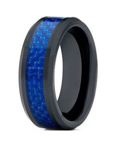 COI Black Titanium Beveled Edges Ring With Carbon Fiber-JT1277