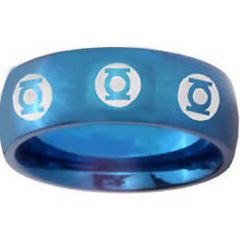 COI Blue Titanium Green Lantern Dome Court Ring - JT2322