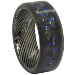 COI Black Titanium Damascus Carbon Fiber Ring-JT2367