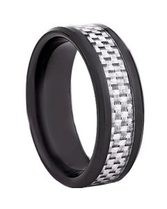 COI Black Titanium Beveled Edges Ring With Carbon Fiber-JT2728