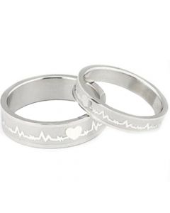 COI Titanium Heartbeat & Heart Pipe Cut Flat Ring - JT3057