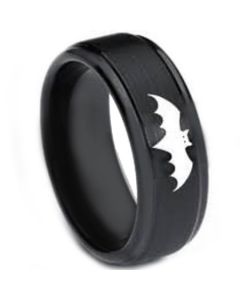 COI Black Titanium Batman Step Edges Ring - 3264