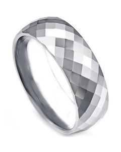 COI Titanium Gold Tone/Rose/Silver/Black Faceted Wedding Band Ring - JT4108