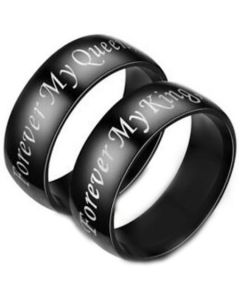 COI Black Titanium Forever King Queen Dome Court Ring-3439