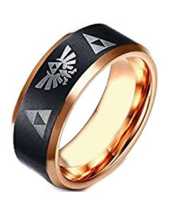 COI Titanium Black Rose Legend of Zelda Beveled Edges Ring-4253