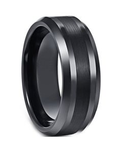 *COI Black Titanium Center Line Beveled Edges Ring - 3861