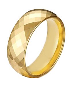 COI Gold Tone Titanium Faceted Wedding Band Ring - JT4109