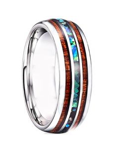 *COI Titanium Wood & Abalone Shell Dome Court Ring - 4727