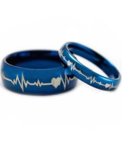 *COI Blue Titanium Heartbeat & Heart Dome Court Ring-5203