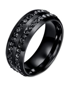 COI Black Titanium Ring With Cubic Zirconia-5221