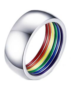 COI Titanium Rainbow Pride Dome Court Ring-5224