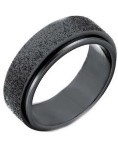 COI Black Titanium Sandblasted Step Edges Ring-5341