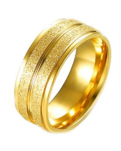 COI Gold Tone Titanium Sandblasted Ring-5363