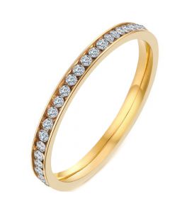 COI Gold Tone Titanium Ring With Cubic Zirconia-5542