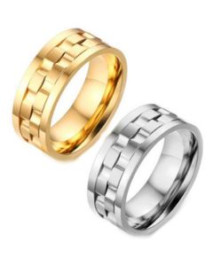 COI Titanium Silver/Gold Tone Wedding Band Ring-5562