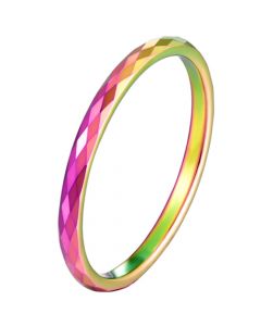 COI Titanium Rainbow Pride Faceted Ring-5622