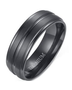 COI Black Titanium Center Groove Step Edges Ring-5699