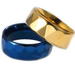 COI Titanium Black/Gold Tone Faceted Ring-5808