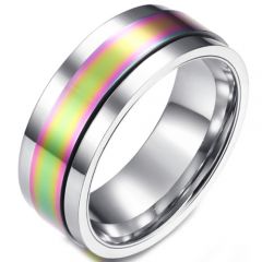 COI Titanium Rainbow Pride Step Edges Ring-5840