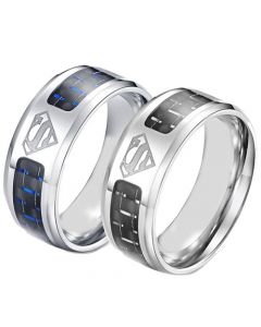 **COI Titanium Super Man Ring With Black/Blue Carbon Fiber-5871