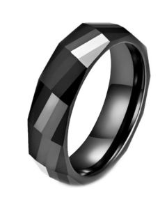 *COI Black Titanium Faceted Ring-5969