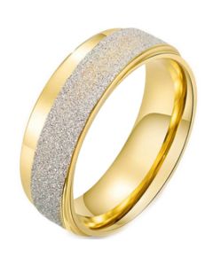 *COI Titanium Gold Tone Silver Sandblasted Ring-6844