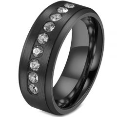 *COI Titanium Black/Gold Tone/Silver Beveled Edges Ring With Cubic Zirconia-6877AA