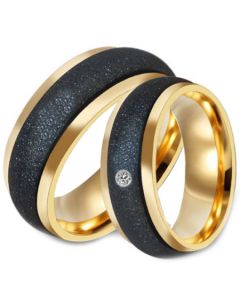 *COI Titanium Black Gold Tone Sandblasted Ring-6889BB