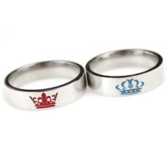 *COI Titanium King Queen Crown Pipe Cut Flat Ring-6912BB