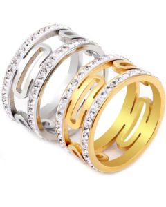 **COI Titanium Gold Tone/Silver Ring With Cubic Zirconia-7043DD