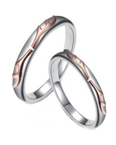 **COI Titanium Rose Silver Couple Wedding Band Ring-7108