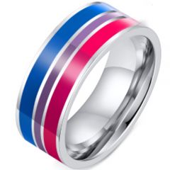 **COI Titanium Blue Purple Red Enamel Pipe Cut Flat Ring-7118