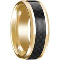 **COI Gold Tone Titanium Ring With Carbon Fiber-7159AA