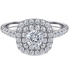 **COI Sterling Silver 925 Engagement Bridal Ring Set With Cubic Zirconia & PT950 Platinum Plating-7241BB