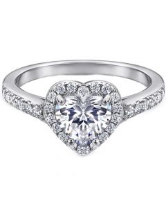 **COI Sterling Silver 925 Engagement Bridal Ring Set With Cubic Zirconia & PT950 Platinum Plating-7251AA