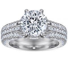 **COI Sterling Silver 925 Engagement Bridal Ring With Cubic Zirconia & PT950 Platinum Plating-7253AA