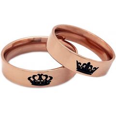 **COI Rose Titanium King Queen Crown Pipe Cut Flat Ring-7278AA