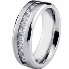 **COI Titanium Beveled Edges Ring With Cubic Zirconia-7308