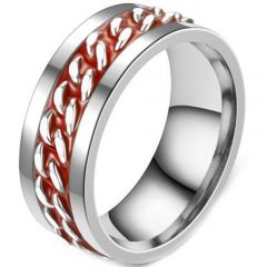 **COI Titanium Silver Red Resin Keychain Link Ring-7457BB
