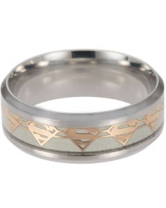 **COI Titanium Gold Tone/Silver Luminous Super Man Beveled Edges Ring-7480CC