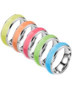 **COI Titanium Yellow/Orange/Red/Green/Blue Luminous Dome Court Ring-7508BB