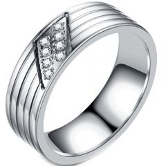 **COI Titanium Grooves Ring With Cubic Zirconia-7555BB