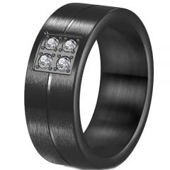 **COI Titanium Black/Silver Ring With Cubic Zirconia-7568BB