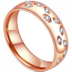 **COI Titanium Rose/Gold Tone/Silver Ring With Cubic Zirconia-7593BB