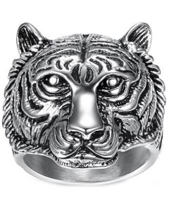 **COI Titanium Silver/Gold Tone Tiger Ring-7923BB