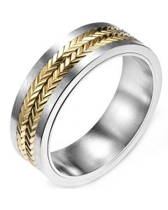**COI Titanium Black/Gold Tone Silver Ring With Arrows-8008BB