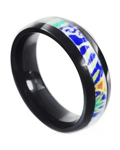 **COI Black Titanium Dome Court Ring With Resin-8198BB