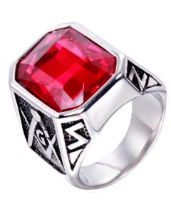 **COI Titanium Masonic Freemason Ring With Black Onyx/Created Blue Sapphire/Red Ruby/Green Emerald-8246BB