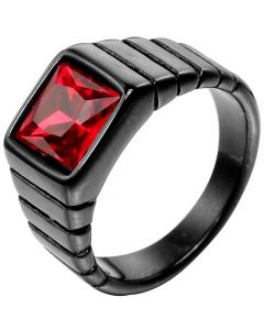**COI Black Titanium Grooves Ring With Created Blue Sapphire/Red Ruby/Green Emerald-8248BB
