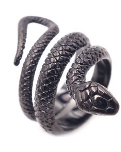 **COI Titanium Black/Gold Tone/Silver Snake Ring-8252BB